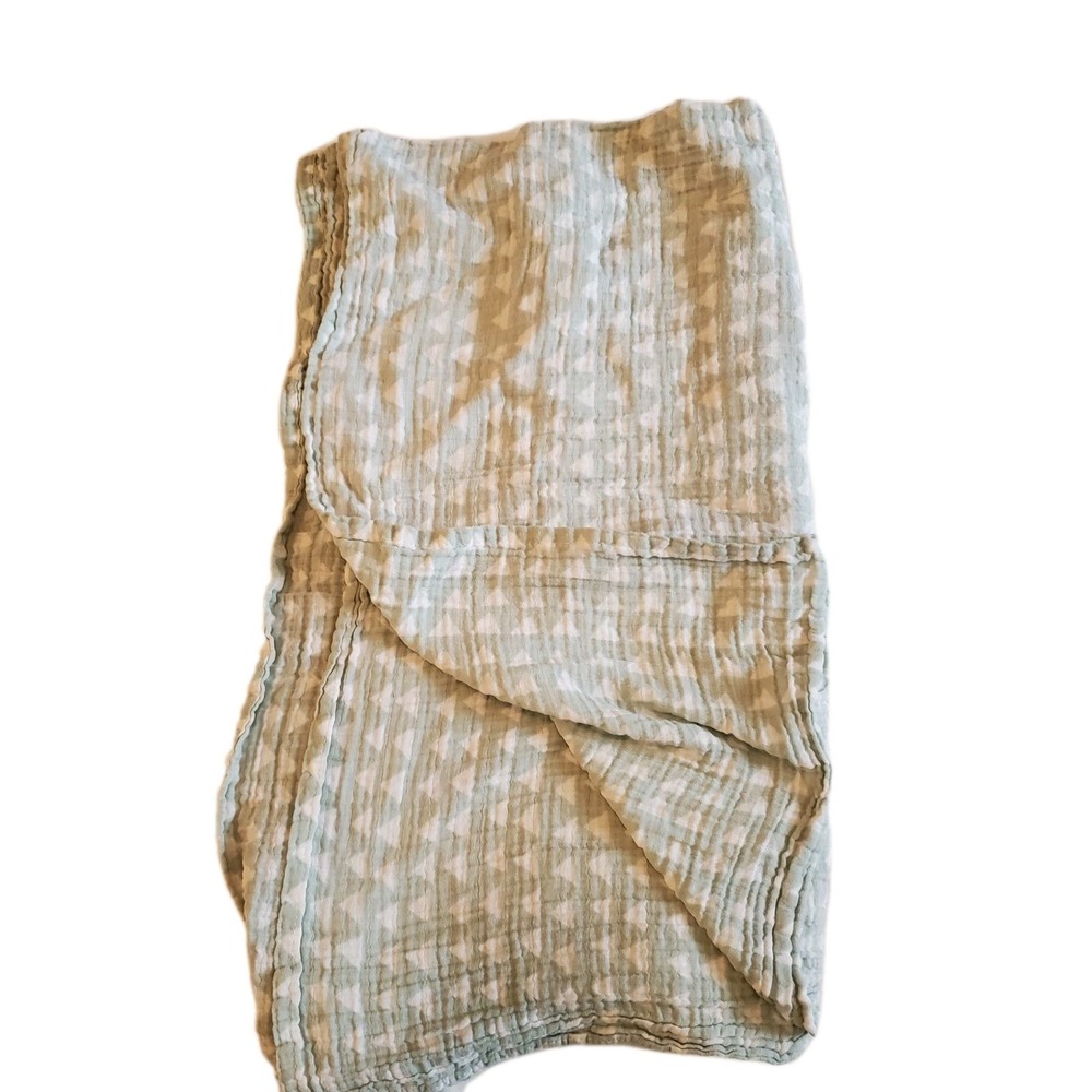 Cloud Island Triangle Baby Swaddle Blanket Mint Green White Muslin Cotton Lovey